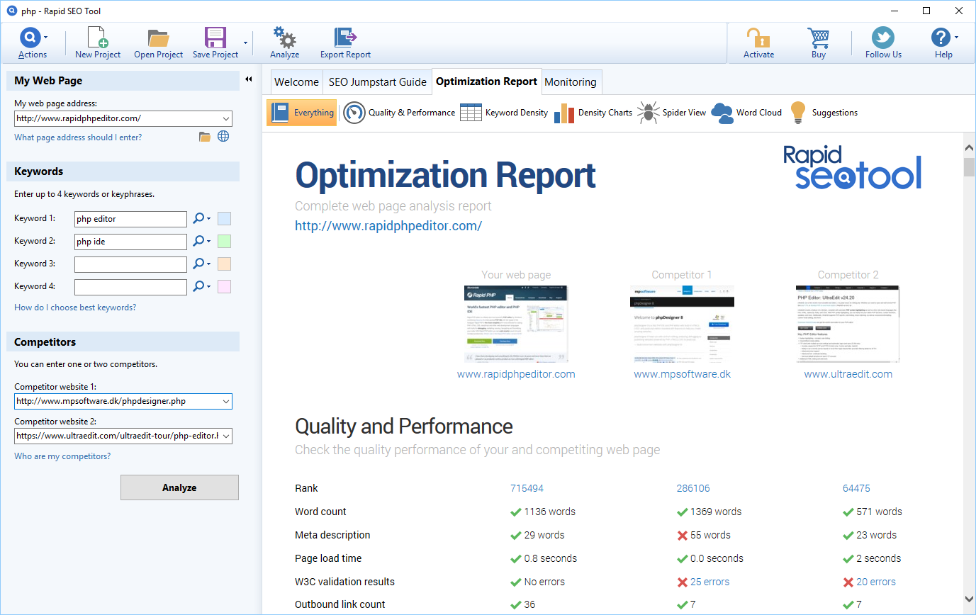 Rapid SEO Tool Screenshot